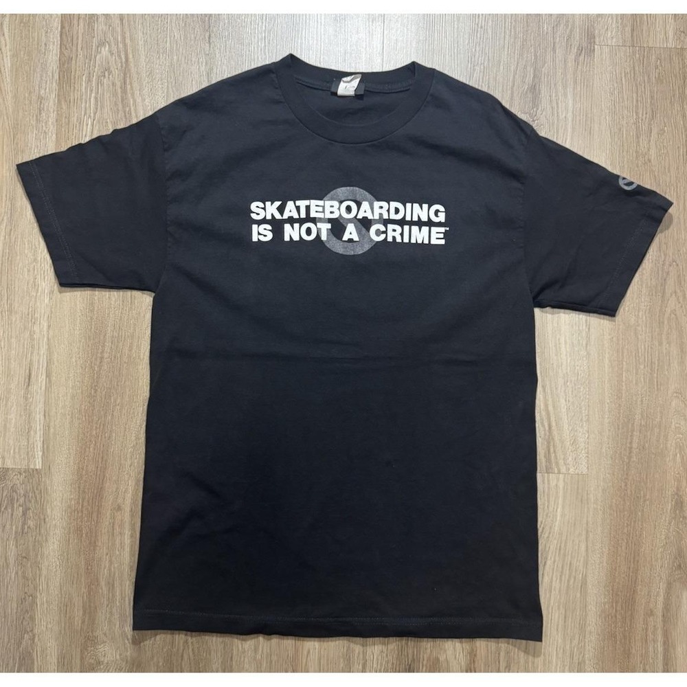 Y2K‎ NHS SKATEBOARDING Is Not A Crime Black T Shirt Size L